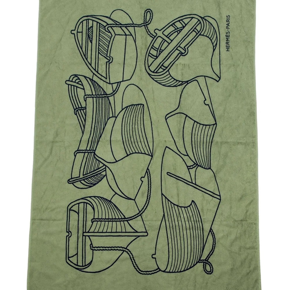 NEW - Hermès Green Graphic Towel - still in packaging